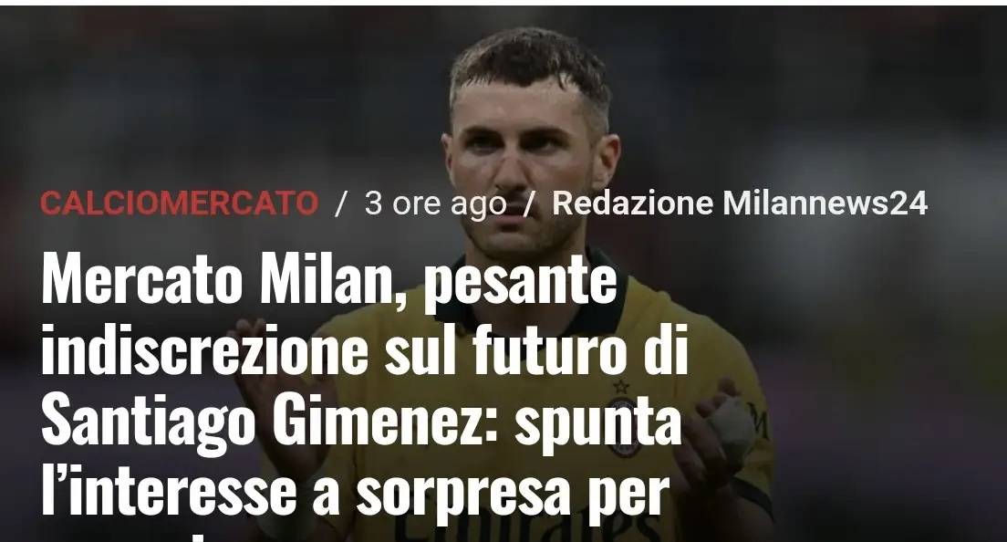 สื่อรายงานจากเซเรีย อา: สโมสรโบคา จูเนียร์สจากอาร์เจนตินากำลังไล่ล่าการเซ็นสัญญาครั้งใหญ่ โดยมีกองหน้าของเอซี มิลานอย่างจิมิเนซอยู่ในเรดาร์ของพวกเขา_ข่าวลือ_อนาคต